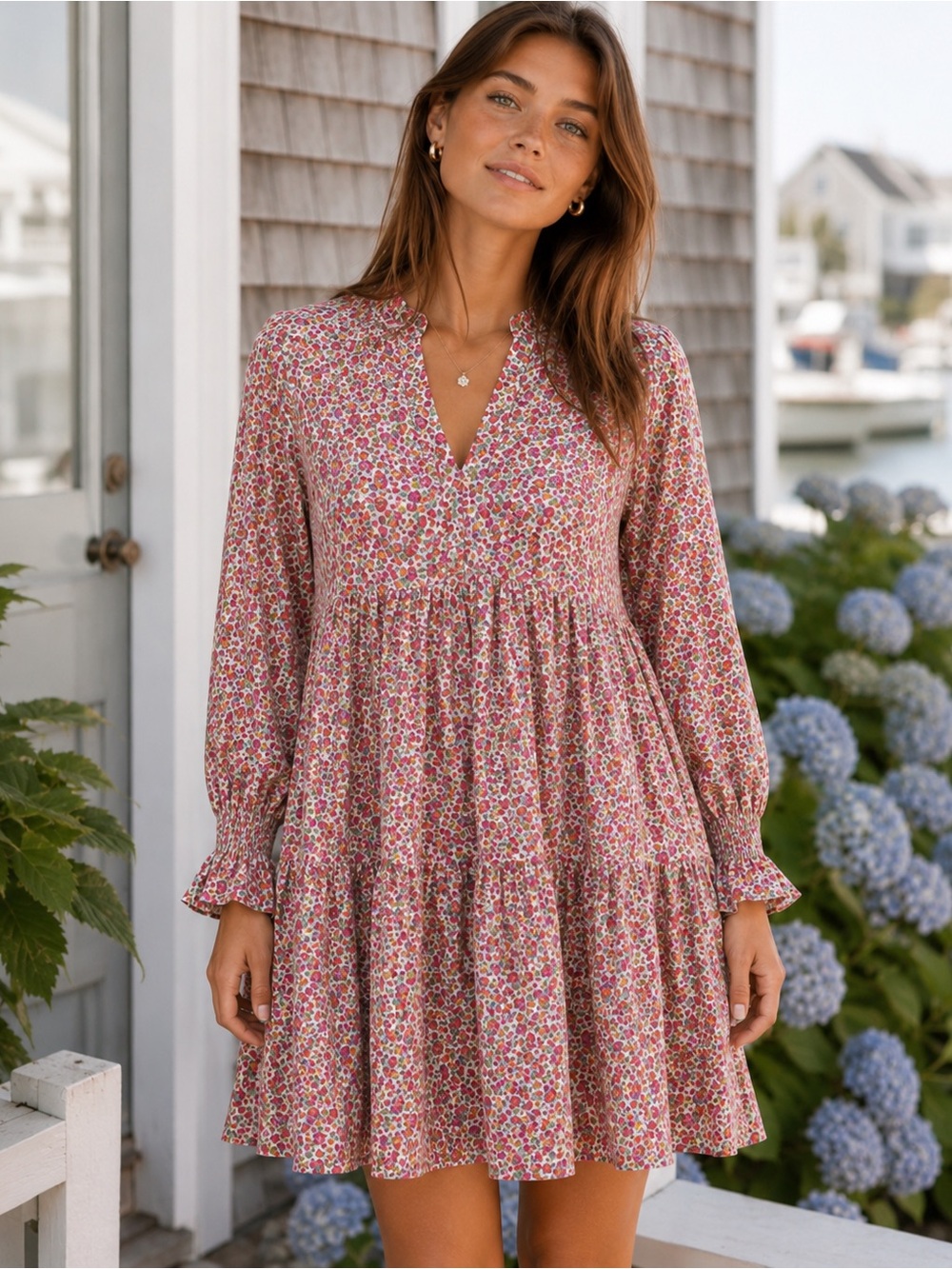 Tuckernuck POMANDER PLACE Kenzo Ditsy Floral Tiered Mini Dress S